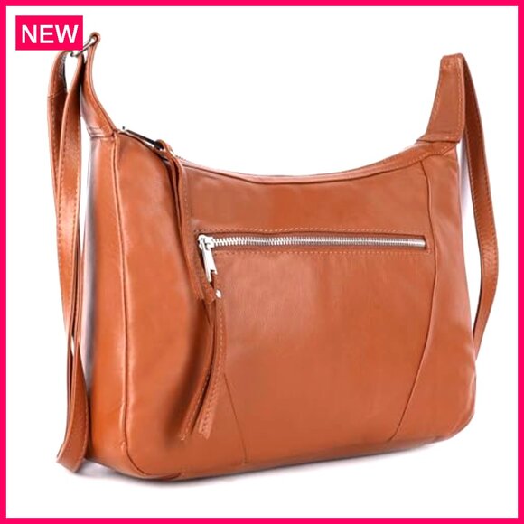 Genuine Leather Hobo Satchel Crossbody Bag Adjustable Strap 13x9 Inches - Picture 2 of 8